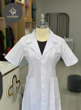 Áo Blouse bác sĩ nữ tay ngắn trung cấp