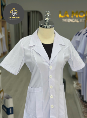 Áo Blouse bác sĩ nữ tay ngắn trung cấp