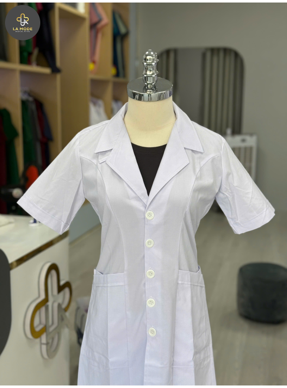 Áo Blouse bác sĩ nữ tay ngắn trung cấp