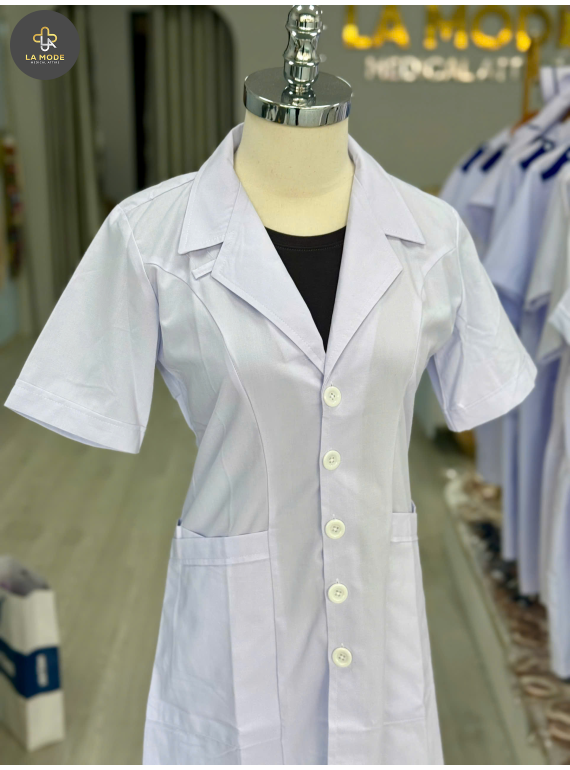 Áo Blouse bác sĩ nữ tay ngắn trung cấp